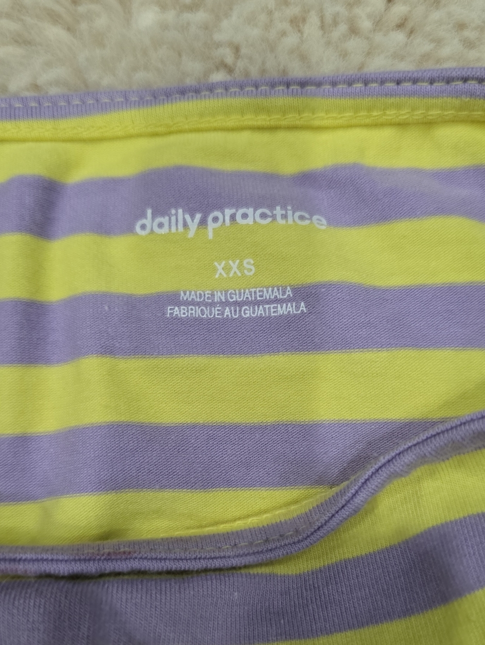 Striped Yellow and Lavender Ruched Ruffle Dress - Picture 4 of 4